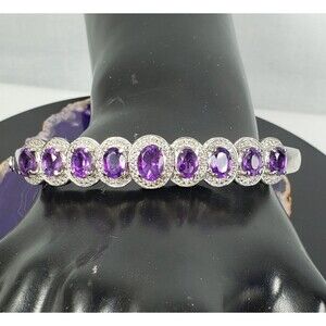 Stainless Steel 316L Amethyst Size 7 1/2 Bangle BraceLet